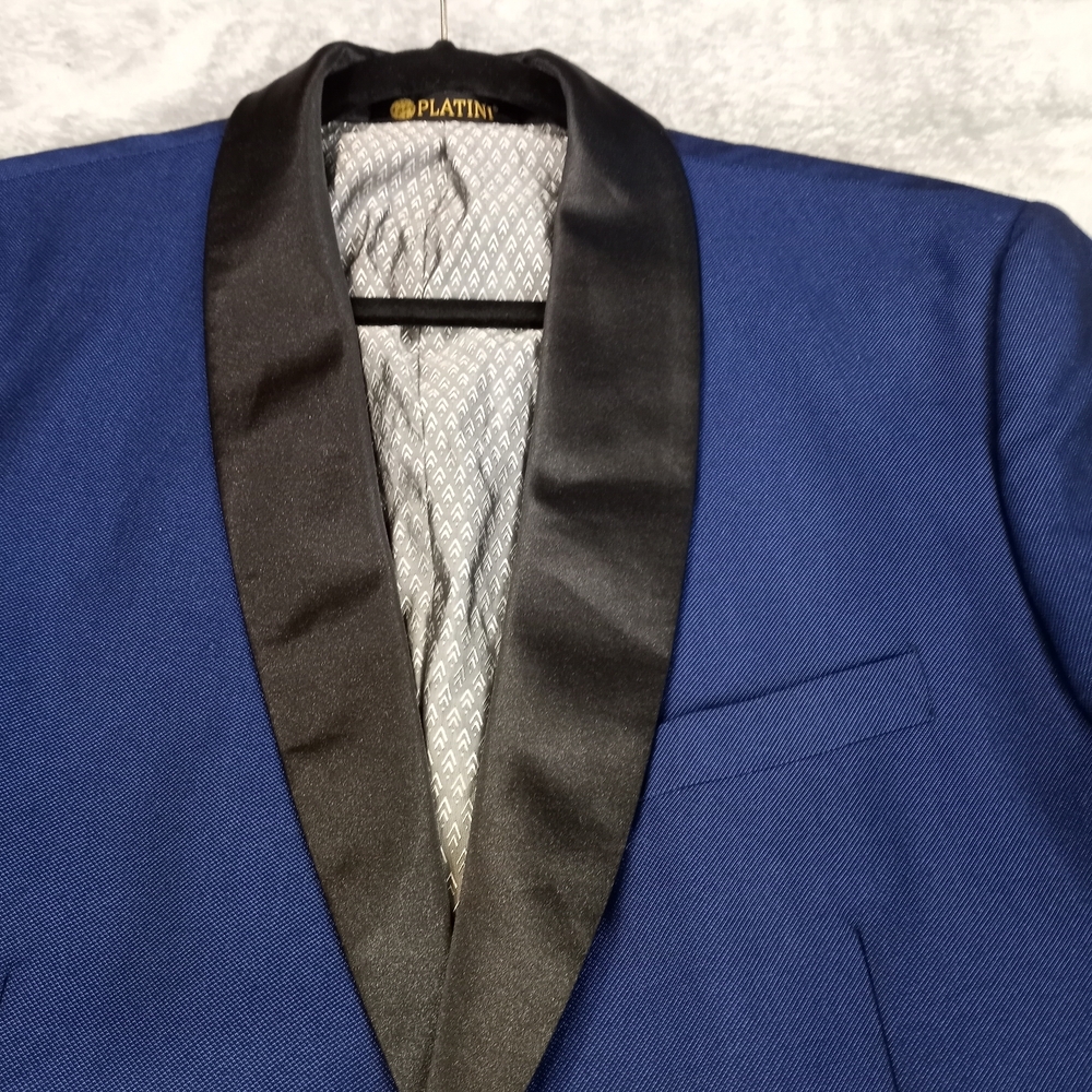 Platini Men's Elegant Two Piece Navy Blue  Suit Size 38 - Picture 3 of 16